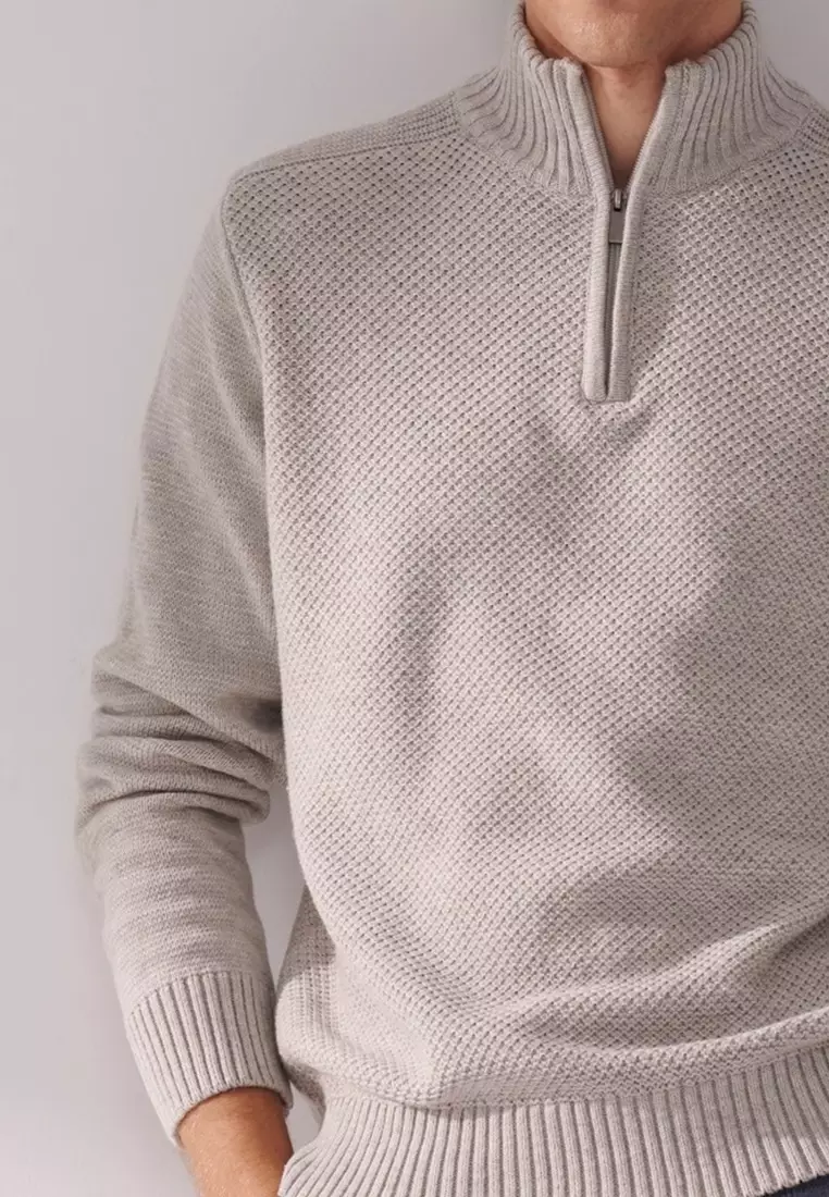 Light Grey Quarter-Zip Sweater