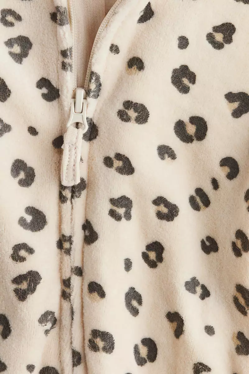 Printed velour romper suit
