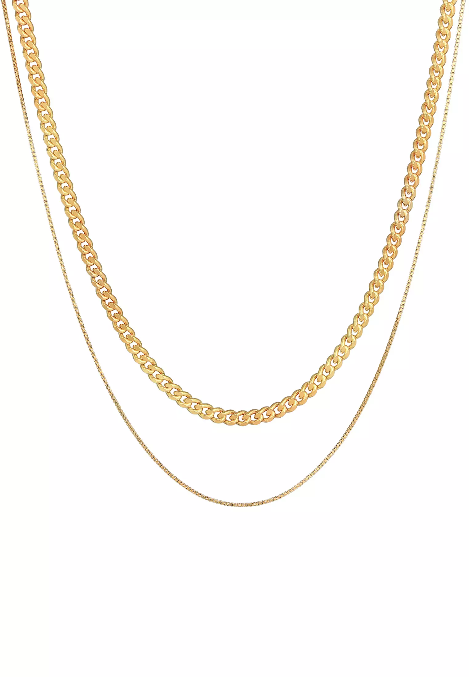 Necklace Men Set Curb ChainVenetian ChainBasic Blogger Trend Gold Plated