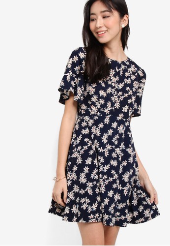 LOVE Flared Sleeves Fit & Flare Dress