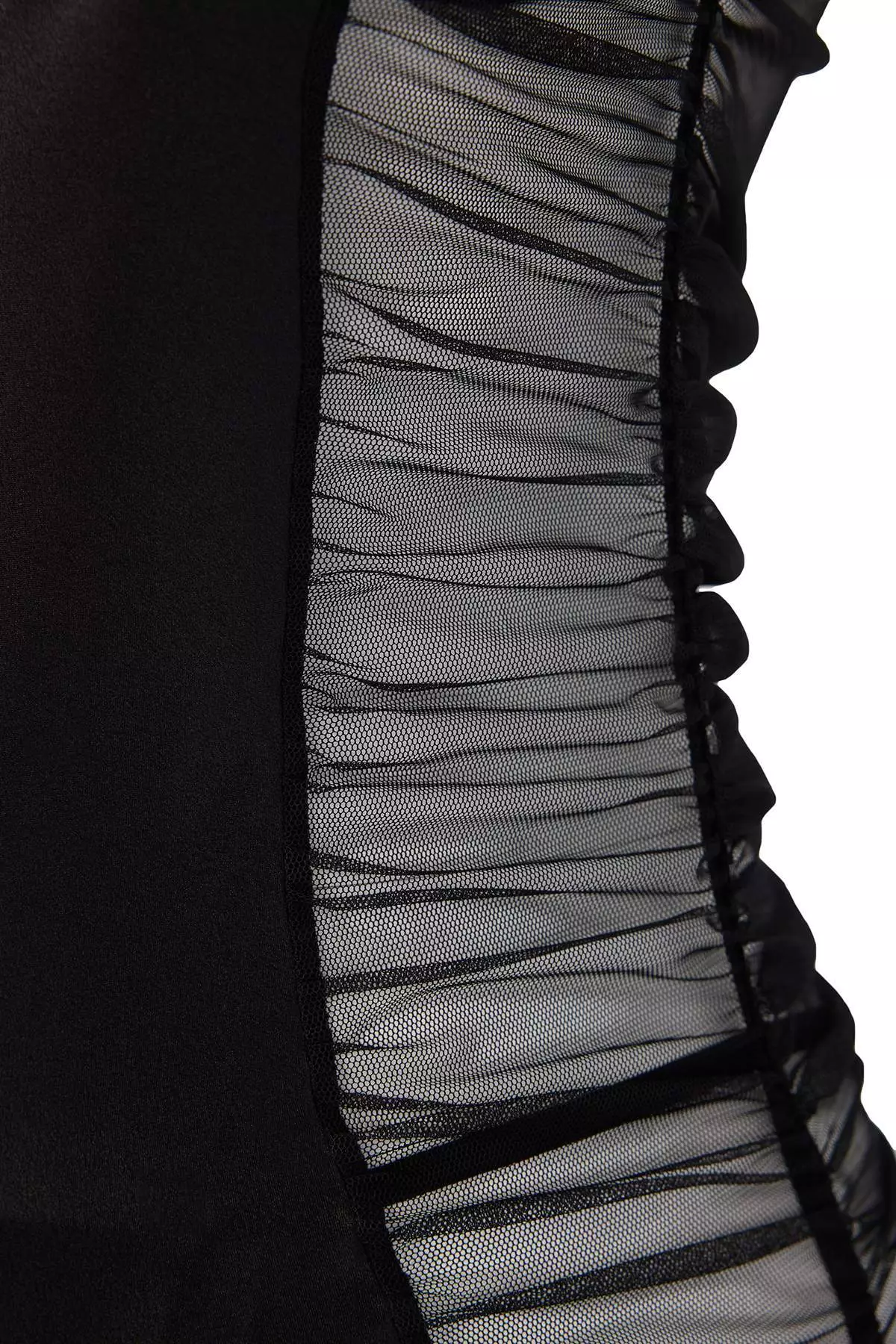 Black Garterless Satin And Tulle Back Sheer Panty Babydoll/Fantasy Nightgown