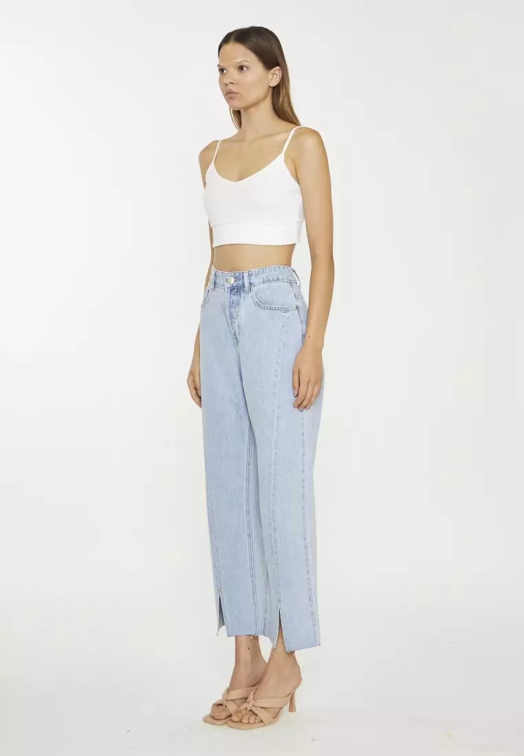 Split Ankle Straight Leg Jeans