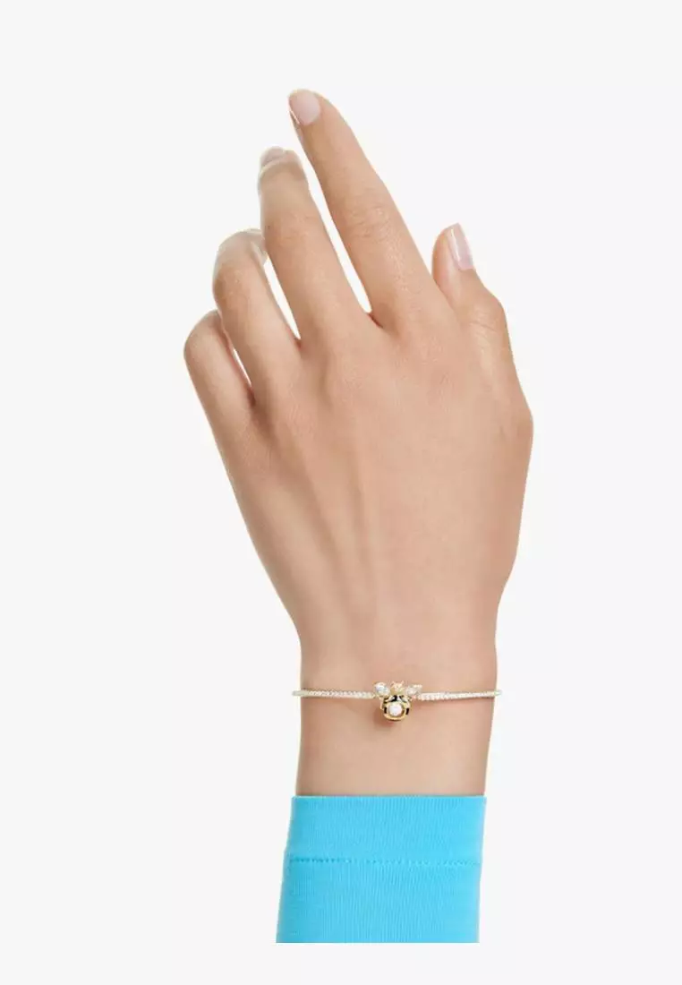 Idyllia Bangle, Mixed Cuts, Bee, Multicolored, Gold-Tone Plated