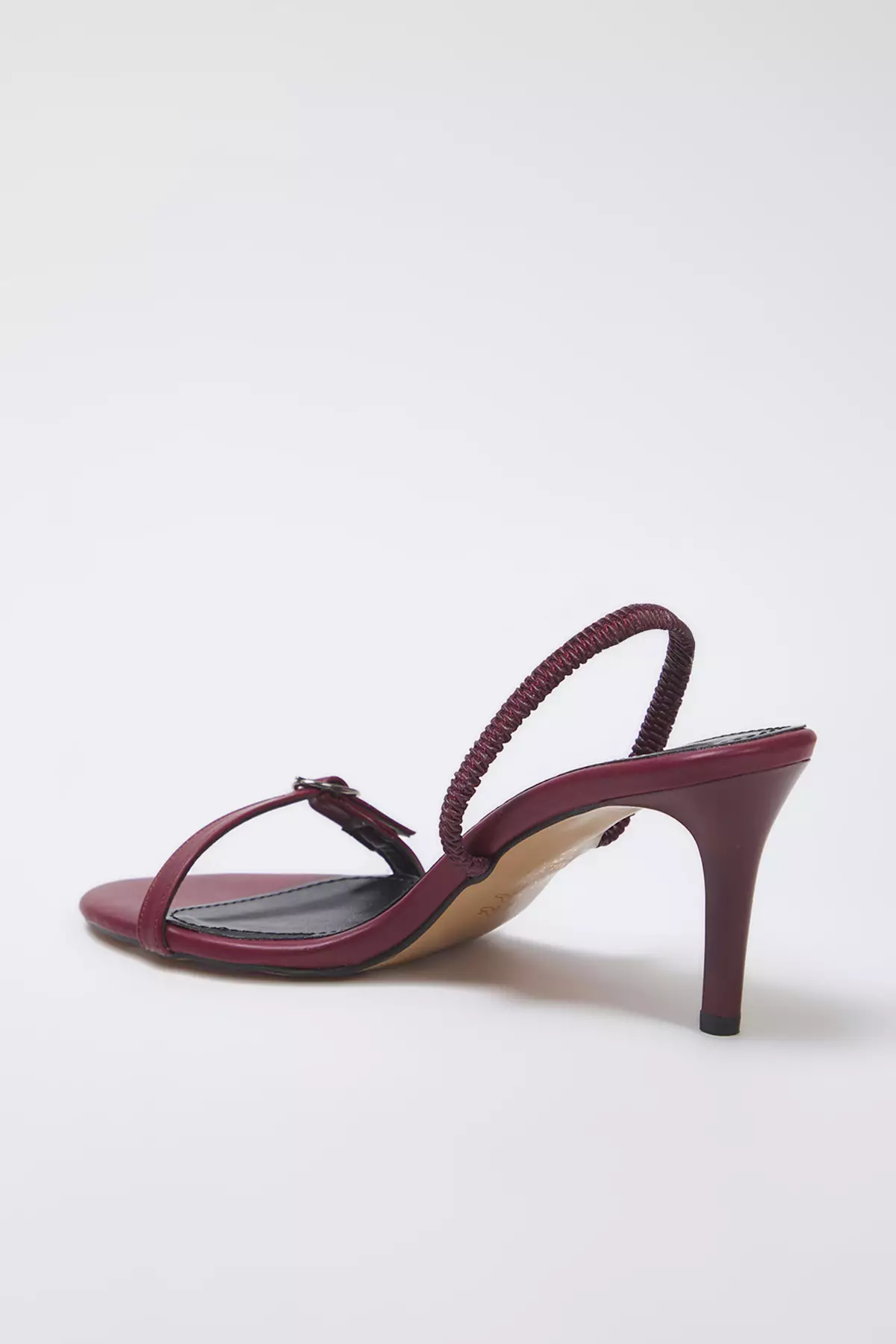 Burgundy Buckle Detailed Dual-Use Thin Heeled Almond Toe Women Heeled Sandals Takss25To00010
