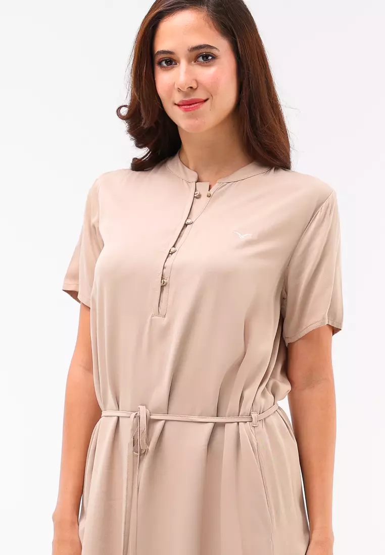 Woven Plain S.Twill Rayon Short Sleeve Dress