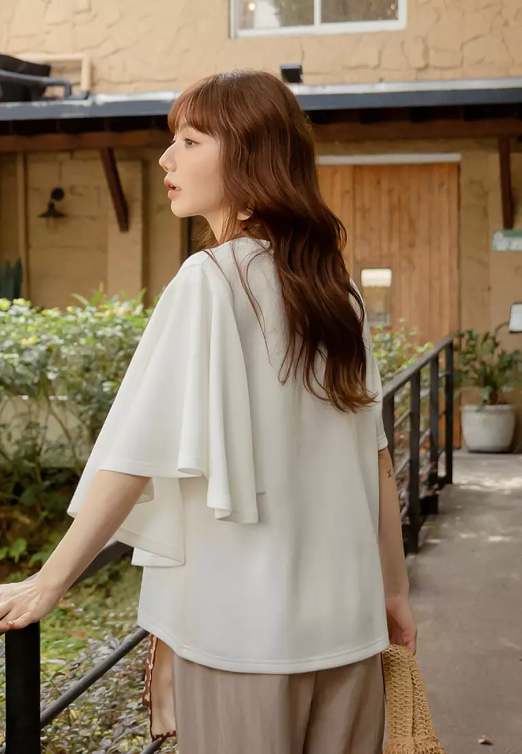 Soft Air Cotton Asymmetrical Dolman Sleeve Top [AB20409]