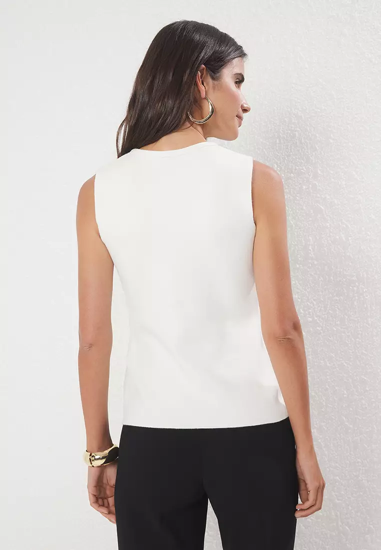Ecru Button Detail Waistcoat  TWOSS25YE00043