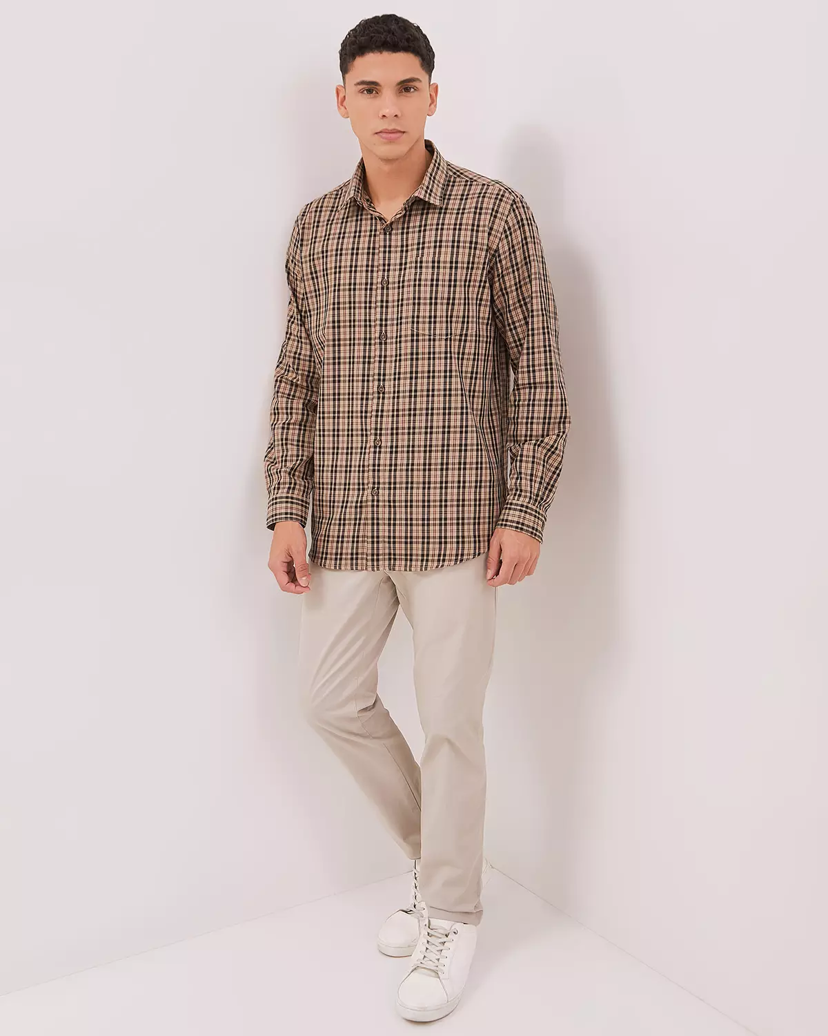 MEN'S BROWN LONG SLEEVE SHIRT