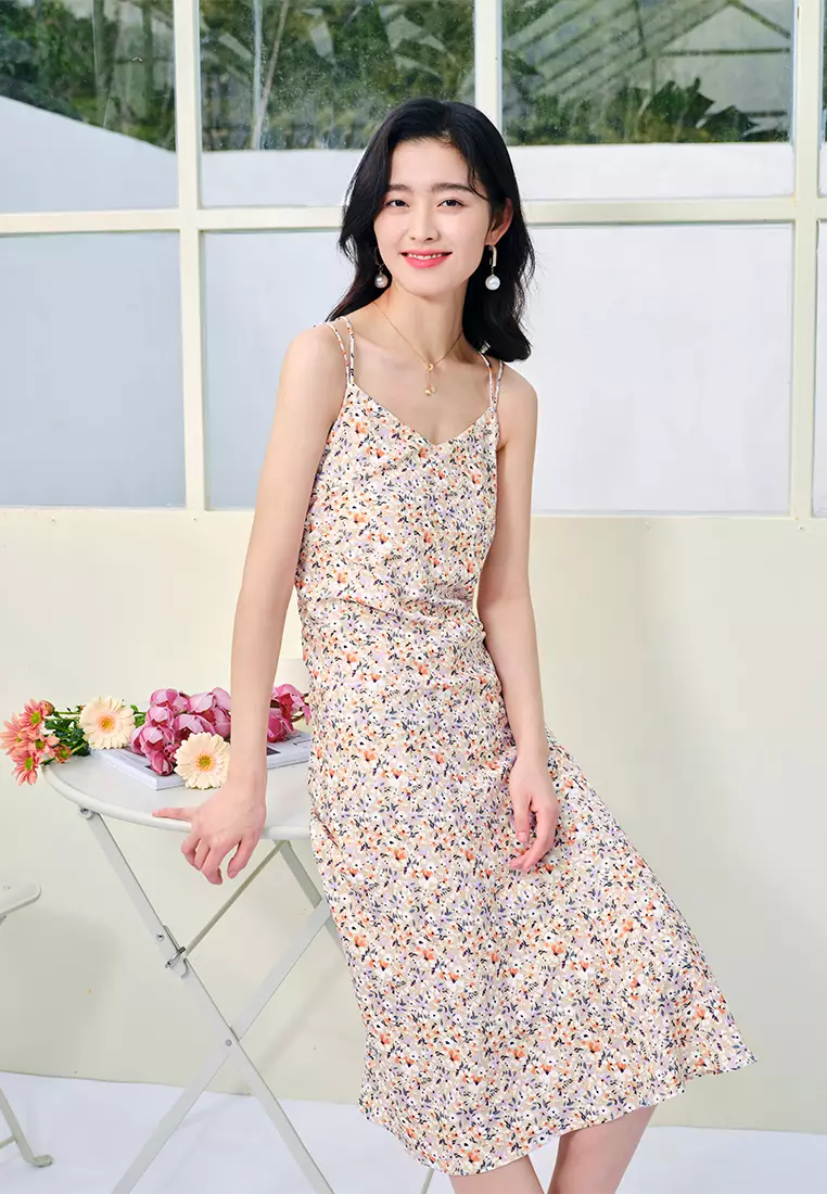 Summer Floral Sleeveless Midi Dress