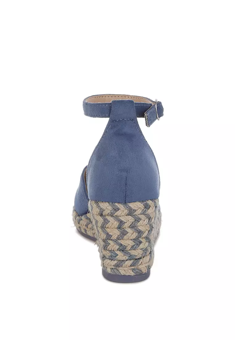 Wedge Heel Espadrilles Sandals In Navy