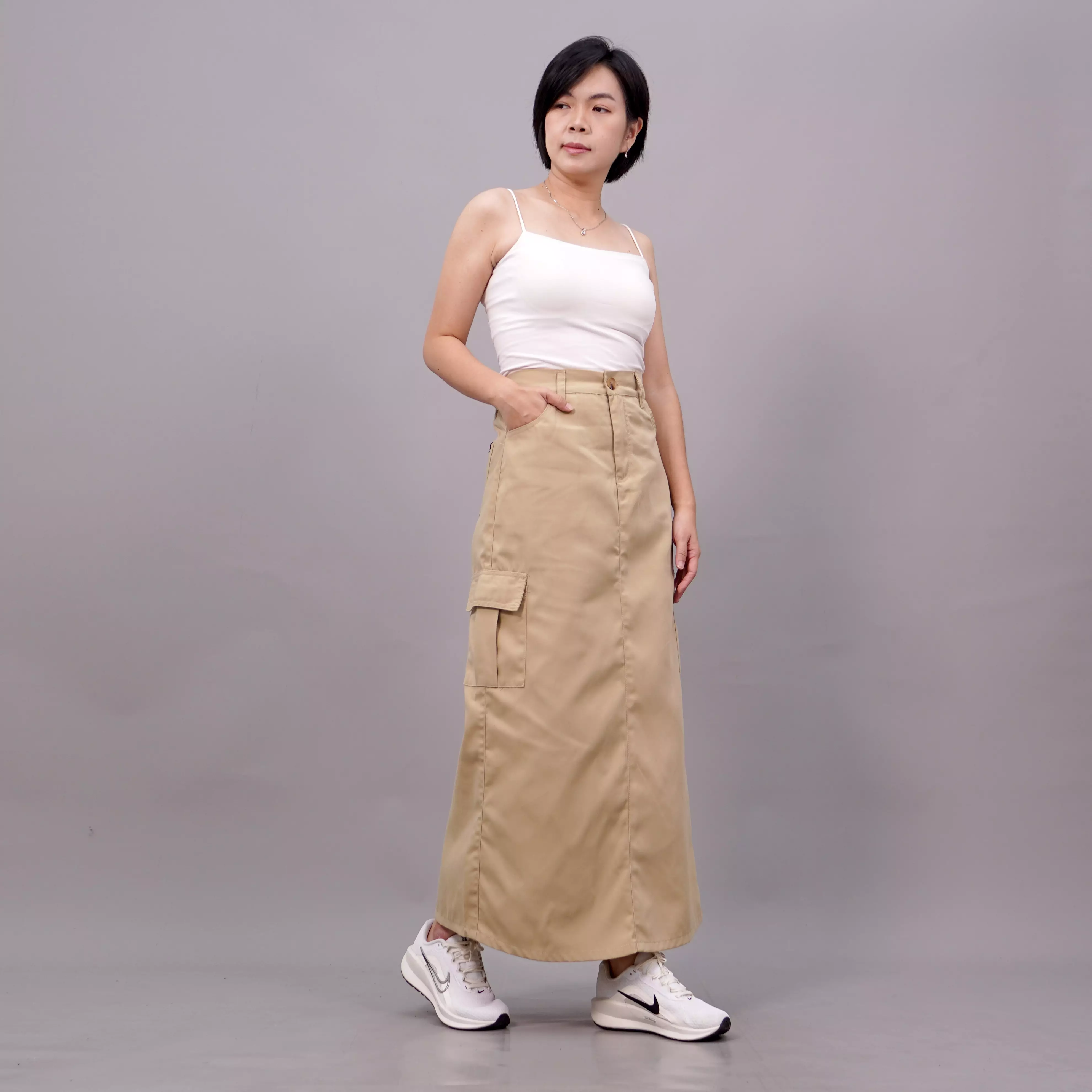 MAGGIE Rok Cargo Kekinian Rok Model Terbaru Rok Kargo - KREM