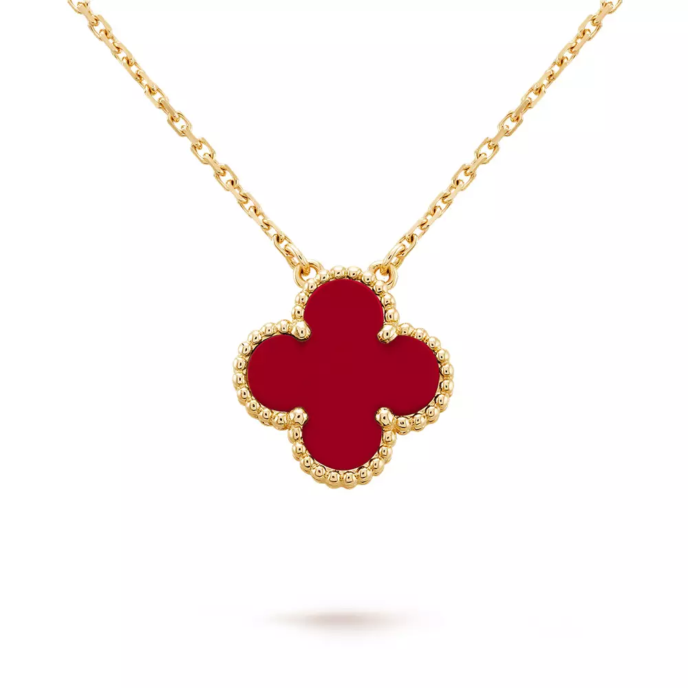 Jual Van Cleef & Arpels Van Cleef & Arpels Vintage Alhambra Pendant 18K Yellow Gold Carnelian