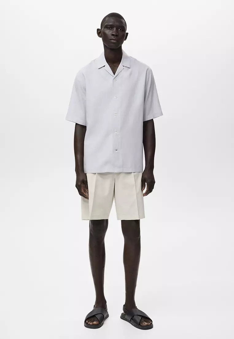 Tencel-Linen Bowling-Collar Shirt