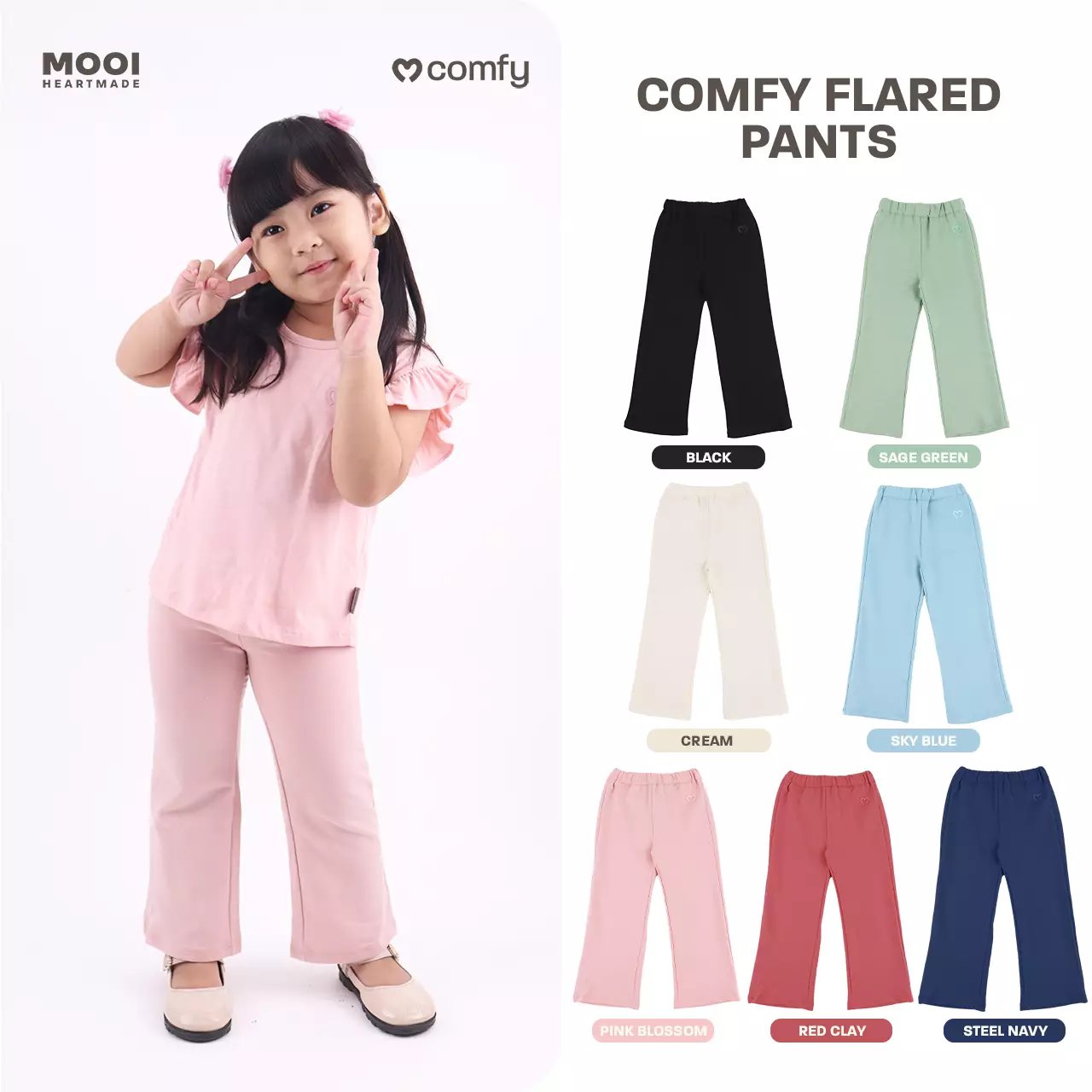 Mooi Celana Panjang Anak Perempuan Comfy Flared Pants - Steel Navy