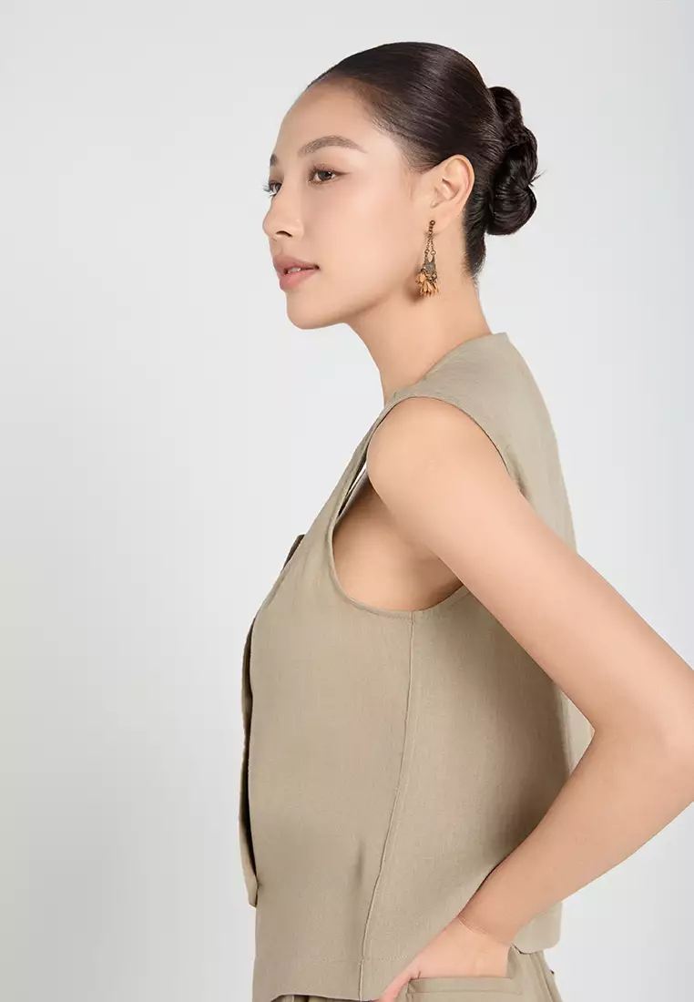 Square-Neck Linen Top