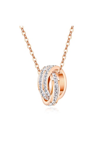 Air Jewellery gold Luxurious Double Ring Circle Necklace In Rose Gold 5FED7ACBE5D08FGS_1
