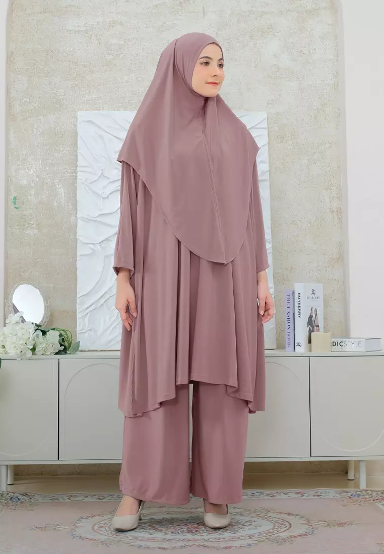 Cotton Bee - Lunara Tunik Set | Tunik Kulot Khimar | Setelan Wanita - L