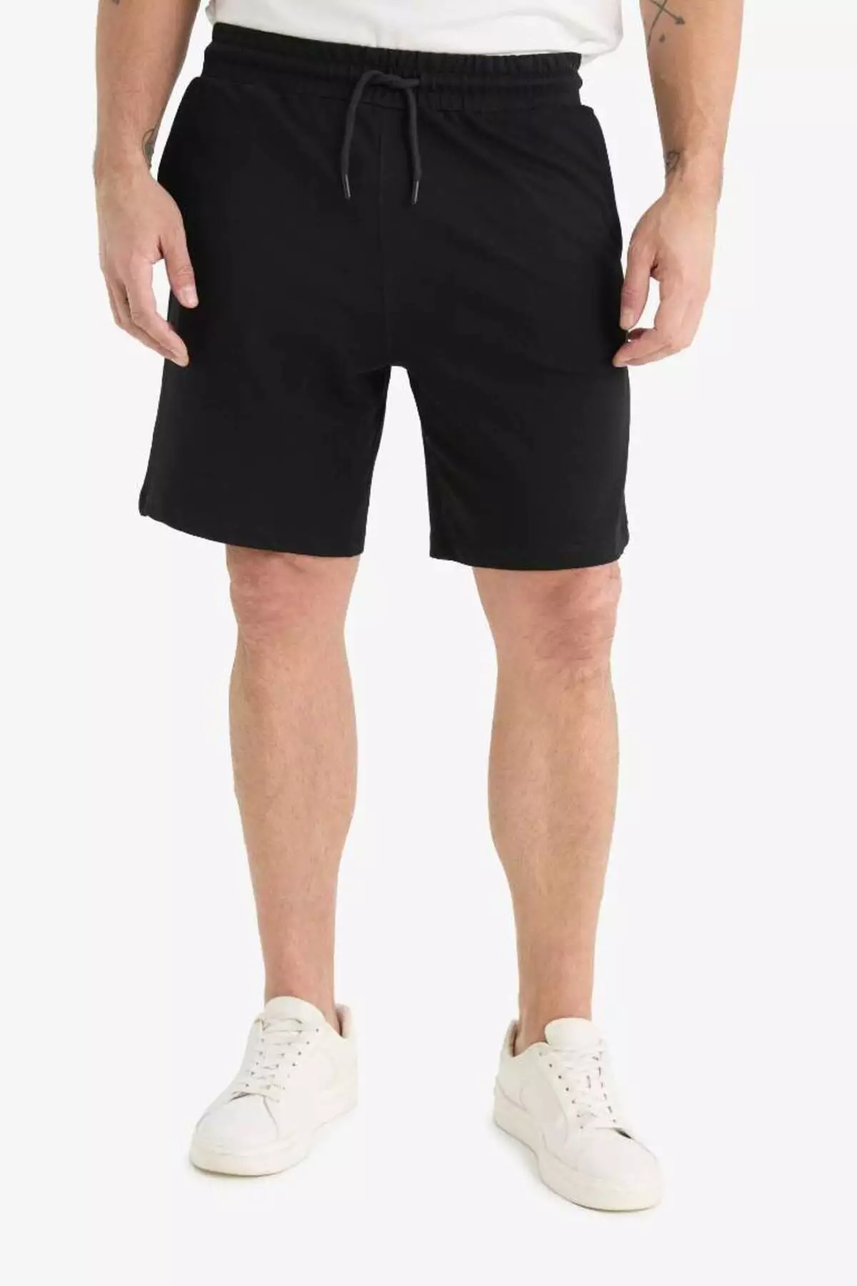 Slim Fit Slim Fit Pocketed Cotton Basic Plain Bermuda Shorts W1105Az25Sp