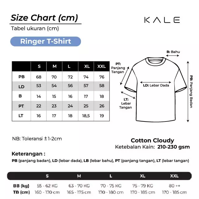 Kale Ringer White Dark Blue / Cotton Cloudy / Kaos Boxy Fit / Kaos Korea / Atasan Kaos Pria / Kaos Basic Pria	TS0