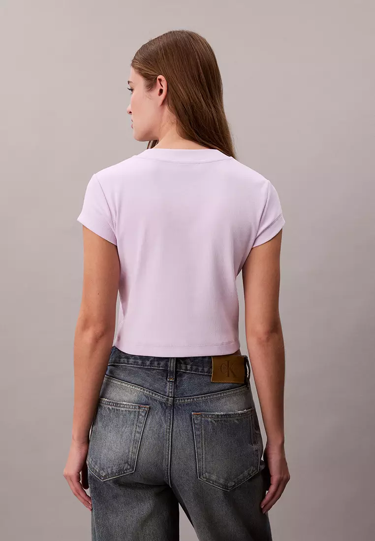 修身短版商標T恤 - Calvin Klein Jeans