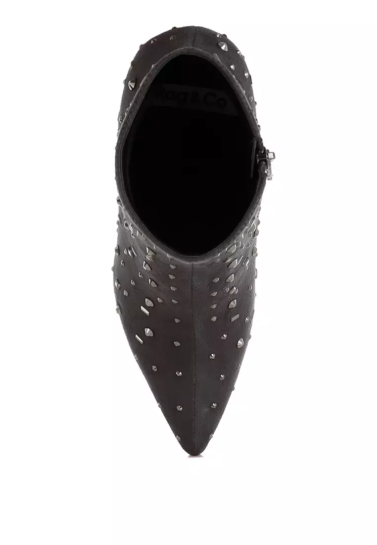 Sepatu Microfiber Berhiasan Diamante dalam Warna Abu-abu