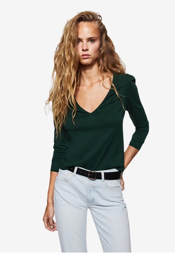 Mango Long-Sleeved V-Neck T-Shirt 2023 | Buy Mango Online | ZALORA Hong Kong