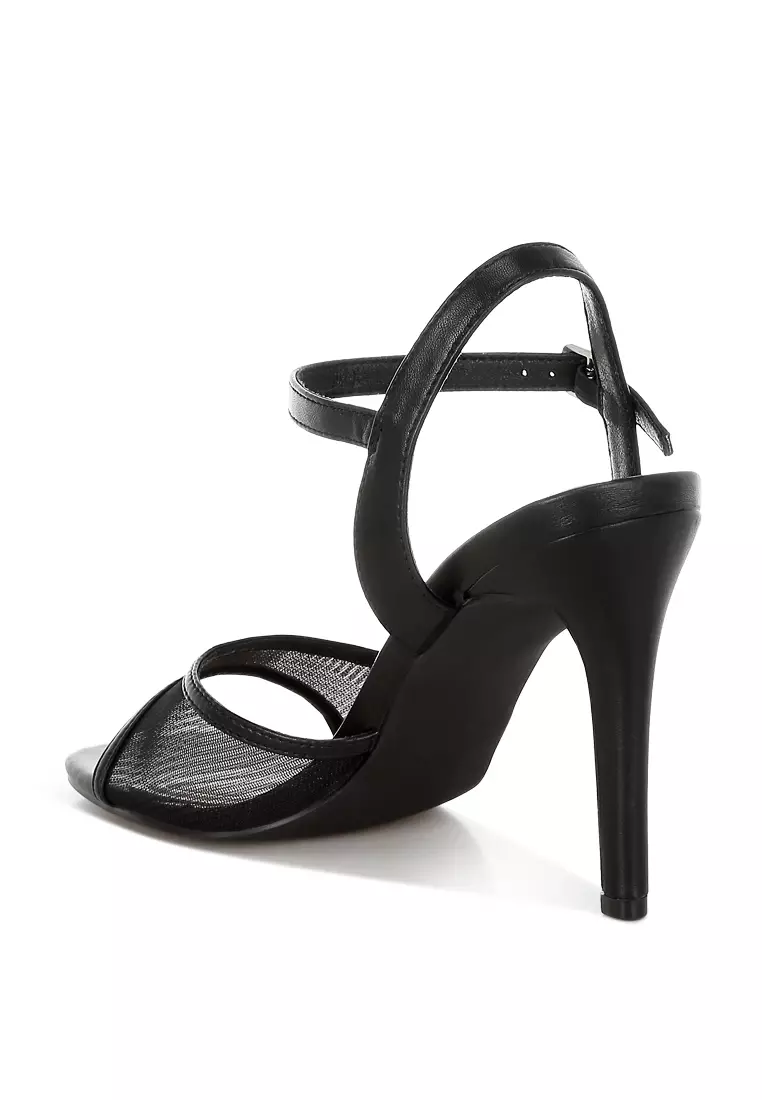 Square Toe Stiletto Heels in Black