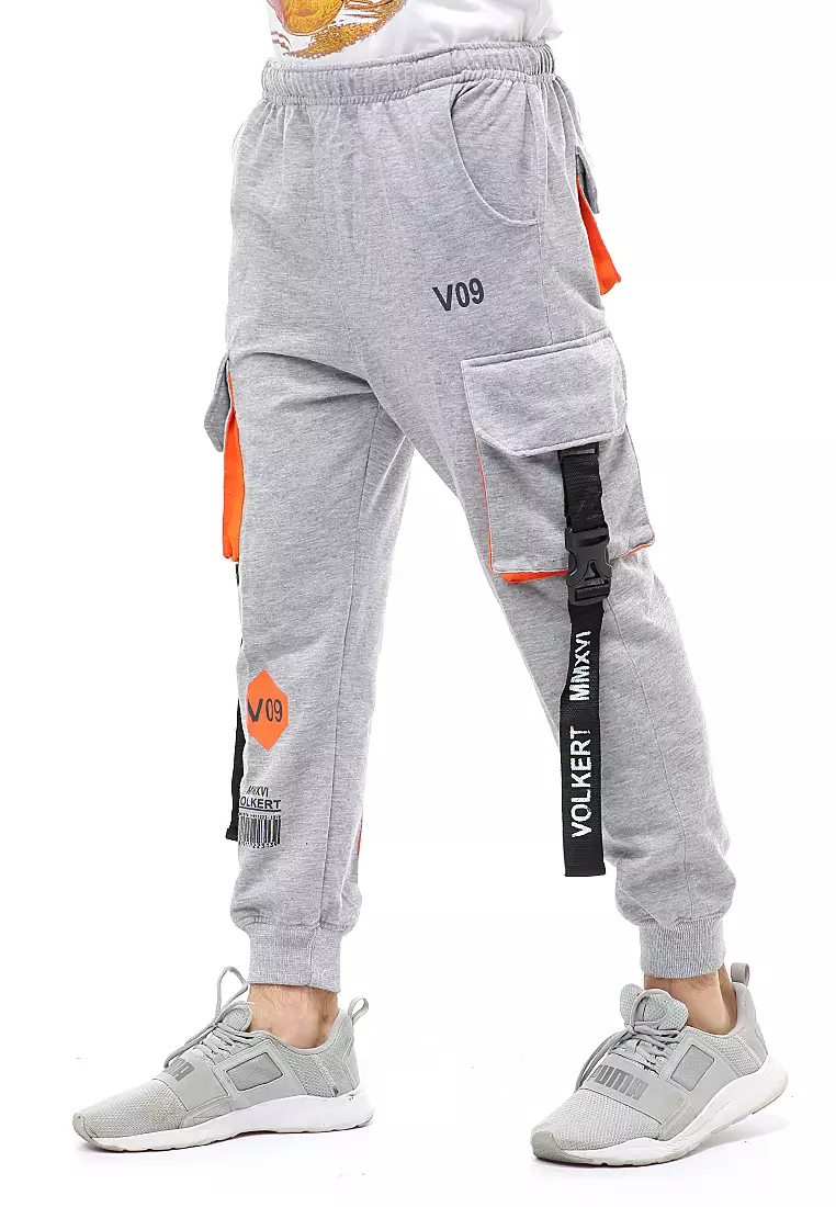 Locko Long Pants Celana Jogger Pria Stylish Design Material Fleece ORIGINAL - Light Gray