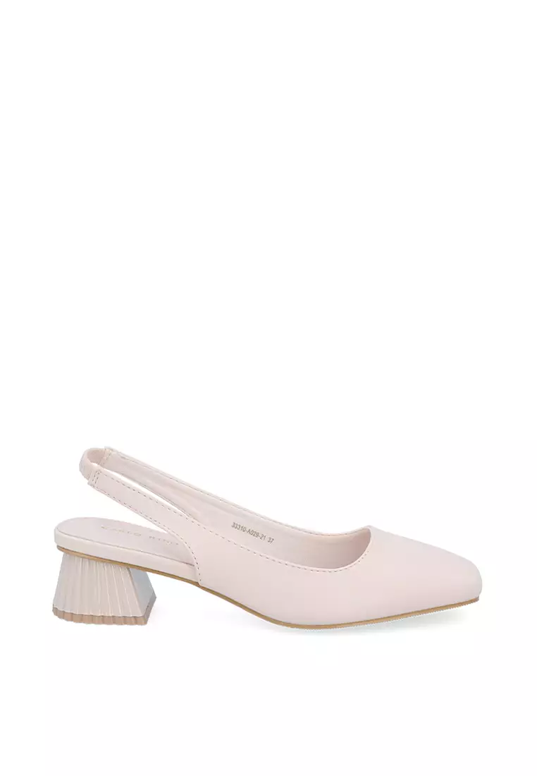 Discount on Carlo Rino  shoes - SKU: Beige Fluted Flare Heel Pumps