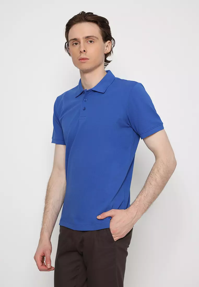 Jobb Sanders Polo Shirt Pria Lengan Pendek Slim Fit Biru