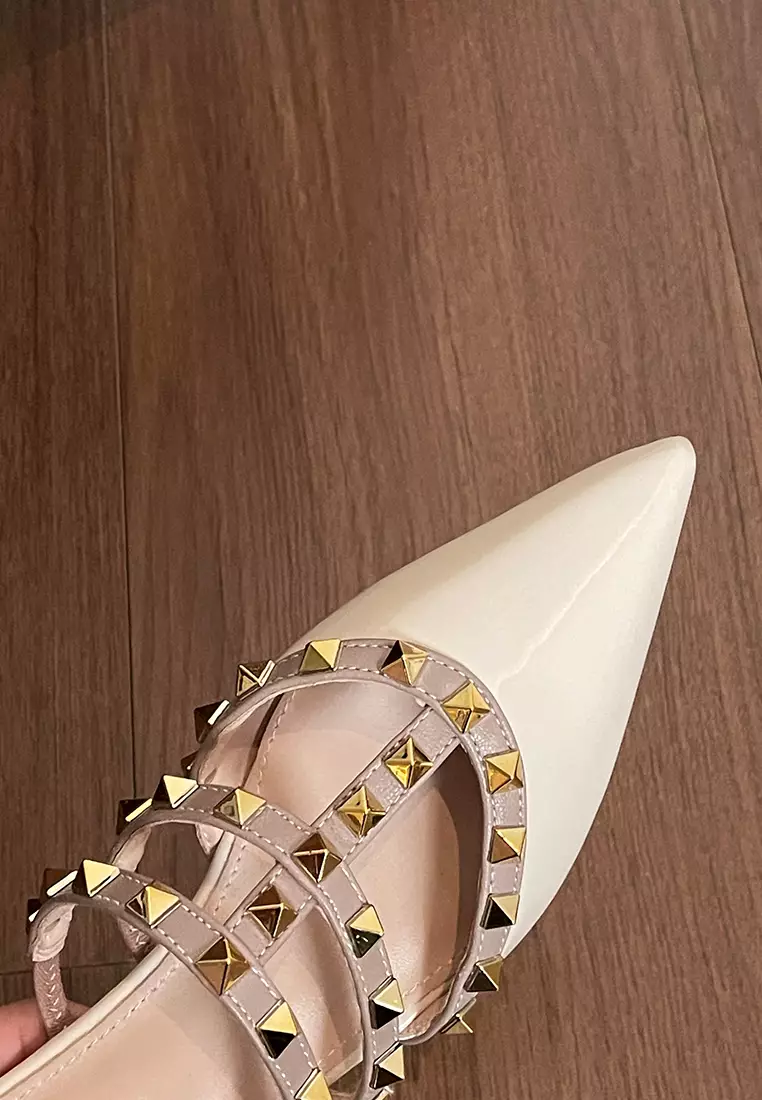 4CM Rivet Strap Mid Heel Shoes WW6163-3