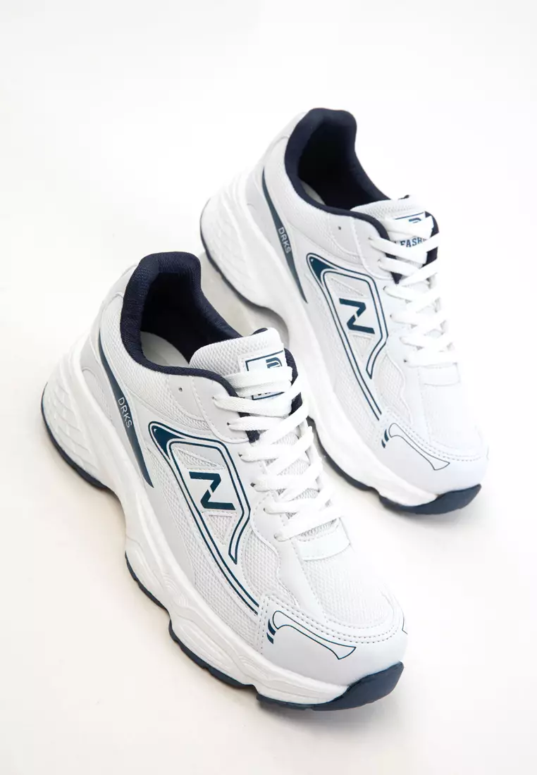 White-Navy Blue Women's Sneaker 20762