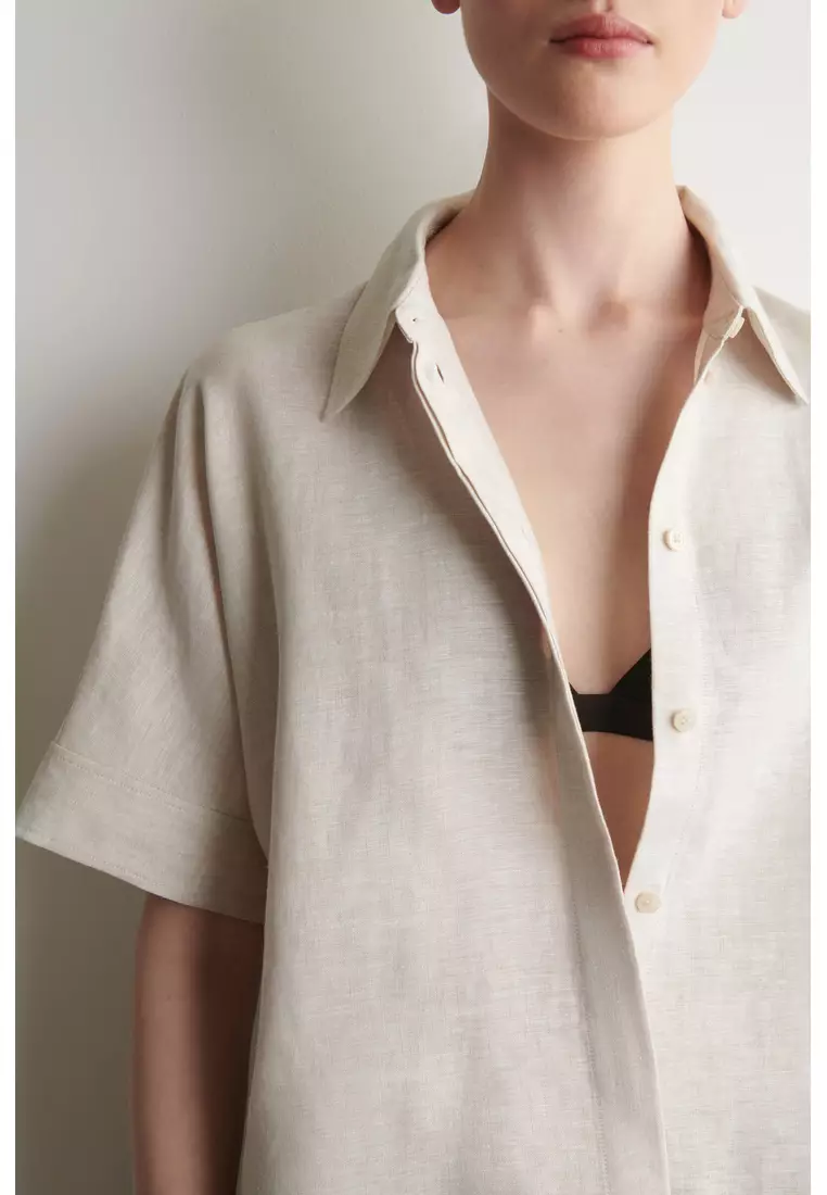 OVERSIZED SHORT-SLEEVED LINEN SHIRT