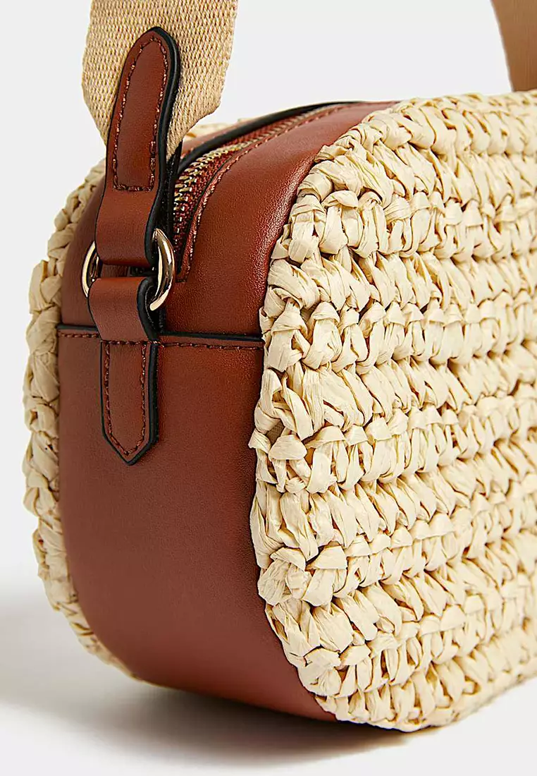 Straw Camera Cross Body Bag