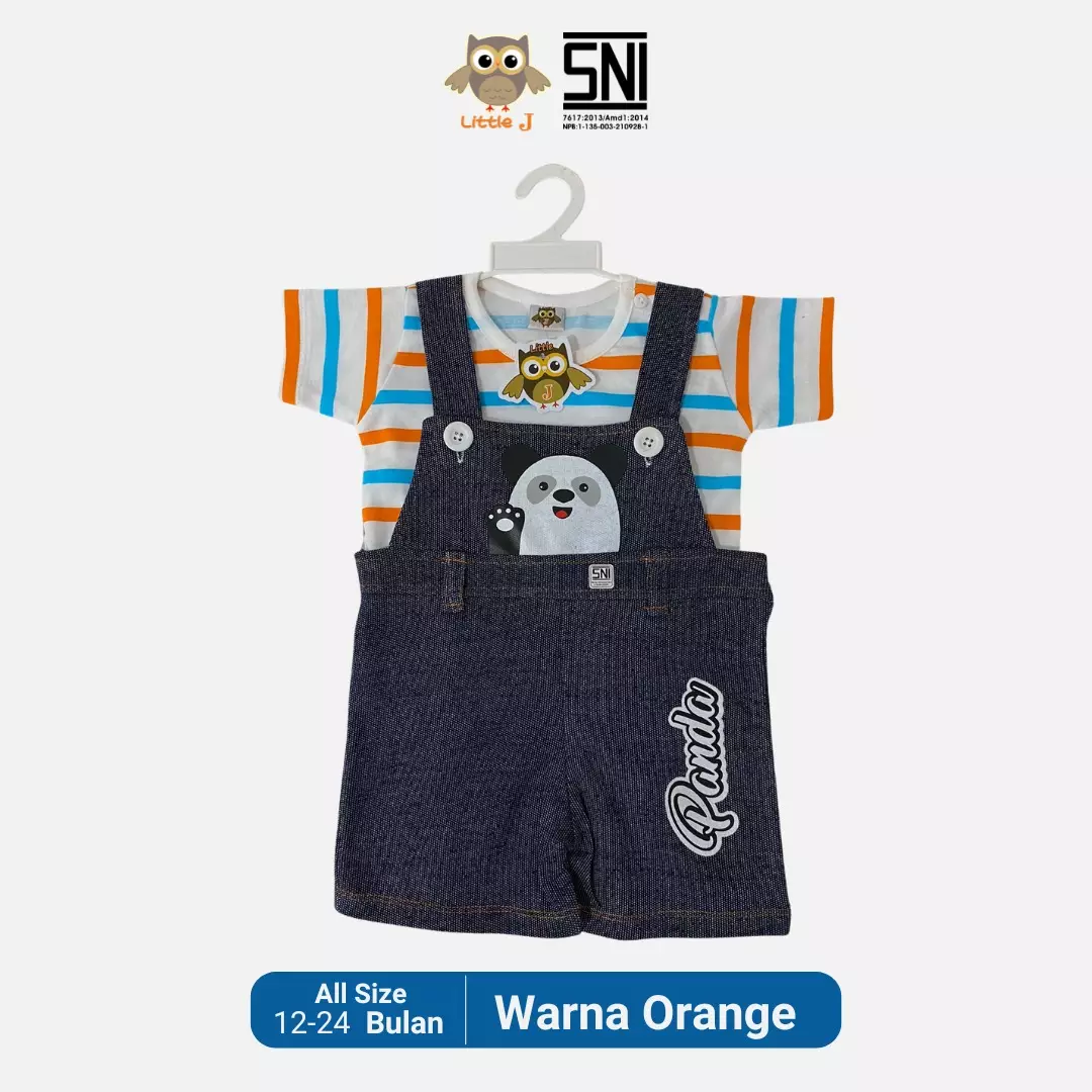 Little J - Denim and Bodysuit Set - Setelan Anak Laki Laki (Biru Kuning)