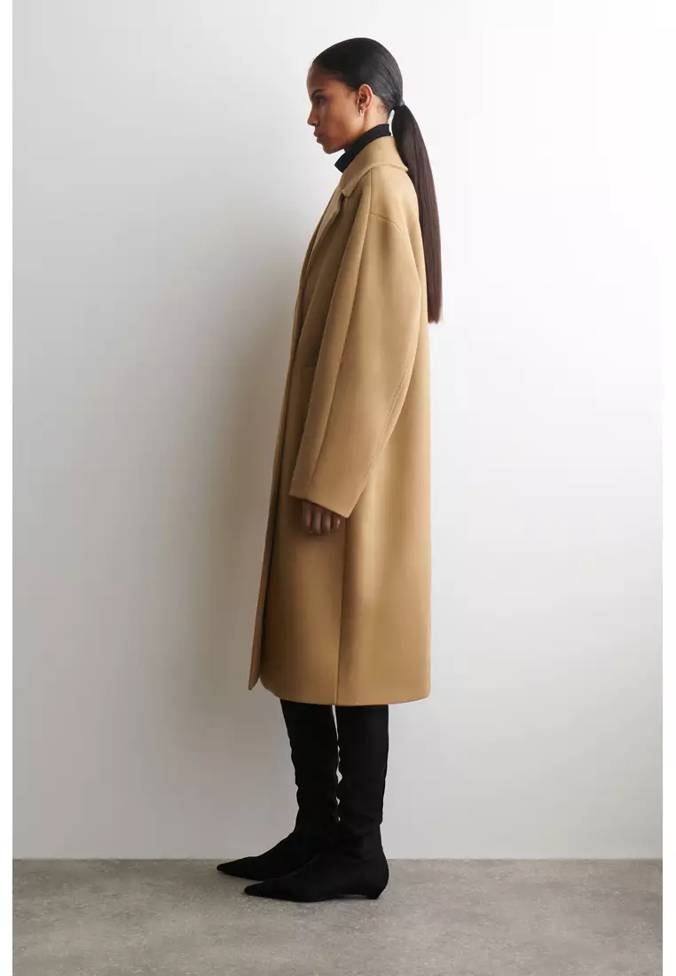 OVERSIZED DOUBLE-BREASTED WOOL LONG COAT