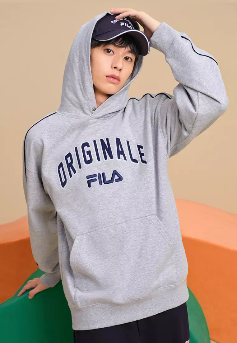 Grey fila hoodie deals
