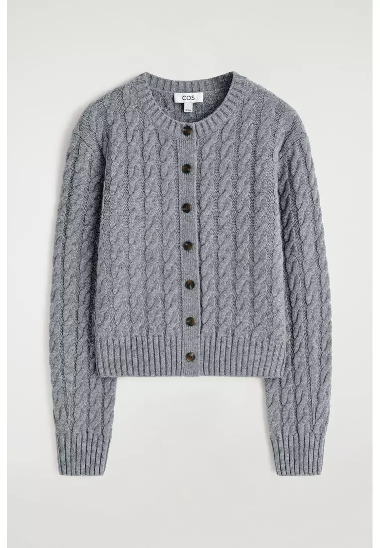 CABLE-KNIT MERINO WOOL CARDIGAN