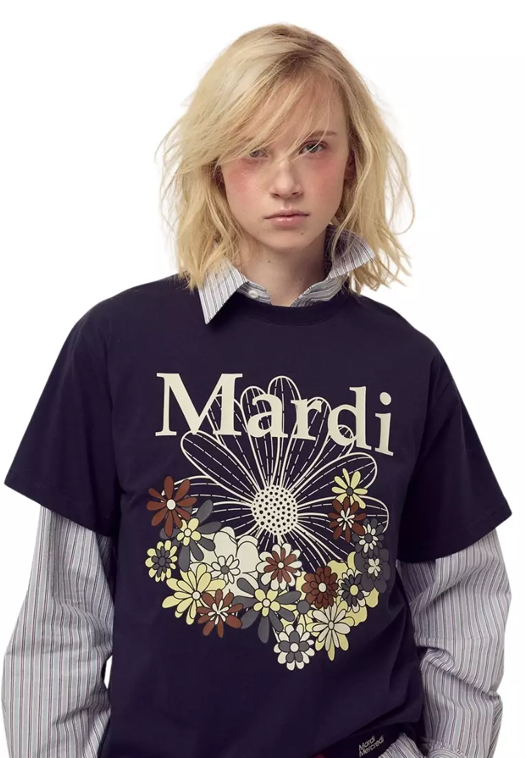 Tshirt Flowermardi Jardin - Navy Ivory