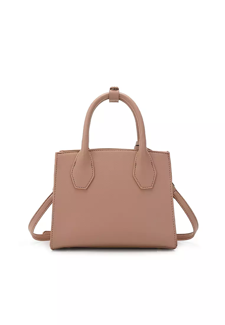 Women's 2-In-1 Top Handle Bag & Zipper Purse (2-in-1 Tas Tangan Wanita & RFID Dompet Wanita) - Cokelat