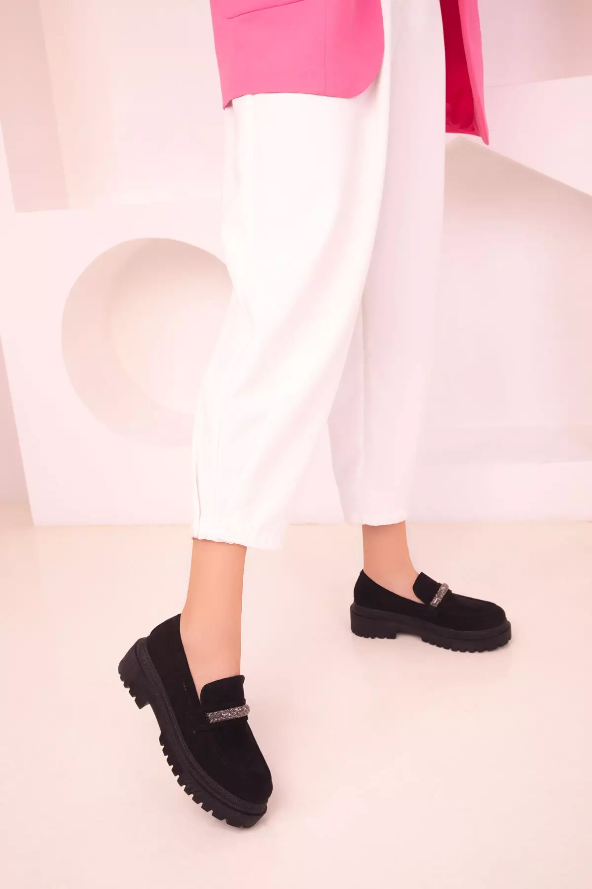 Embellished Twisted Metal Loafers