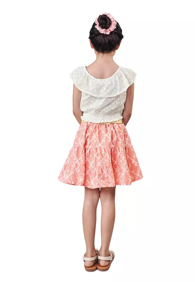 Felicia Embroidered Top With Wide Ruffled Neckline