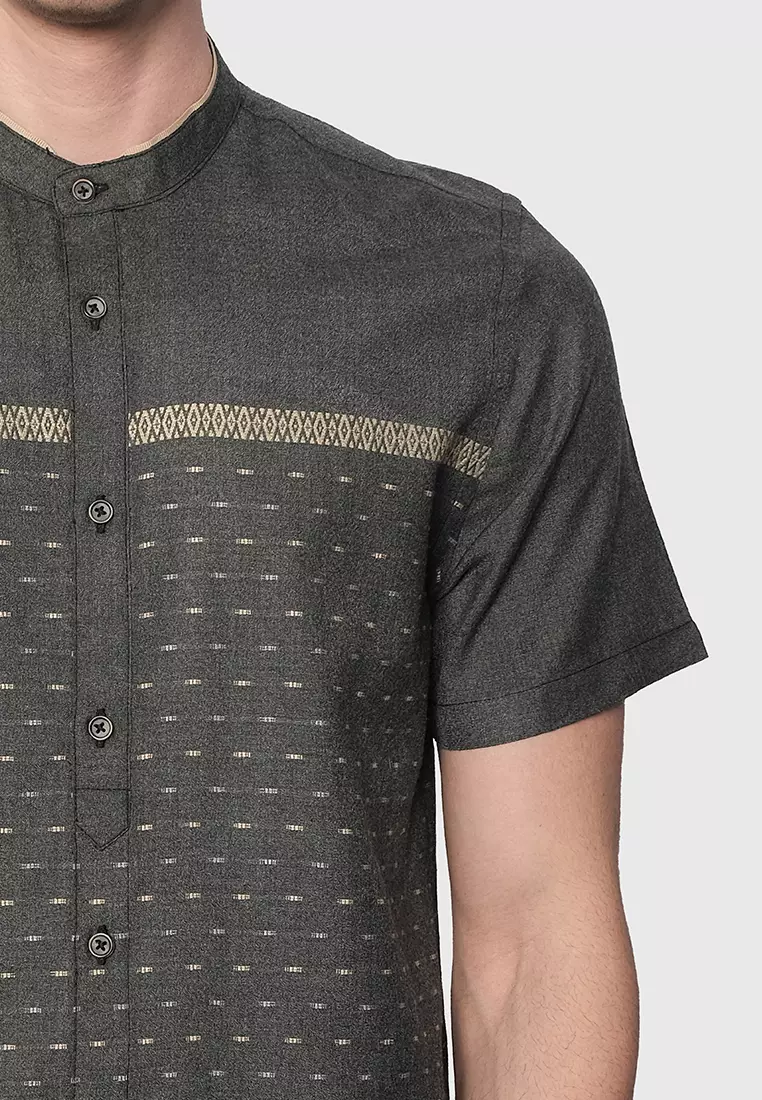 MOC Kemeja Koko Lengan Pendek Pria DHANU-BLACK