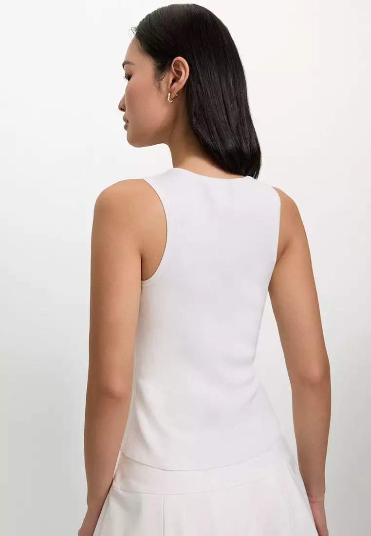 Sleeveless Knit Top - White