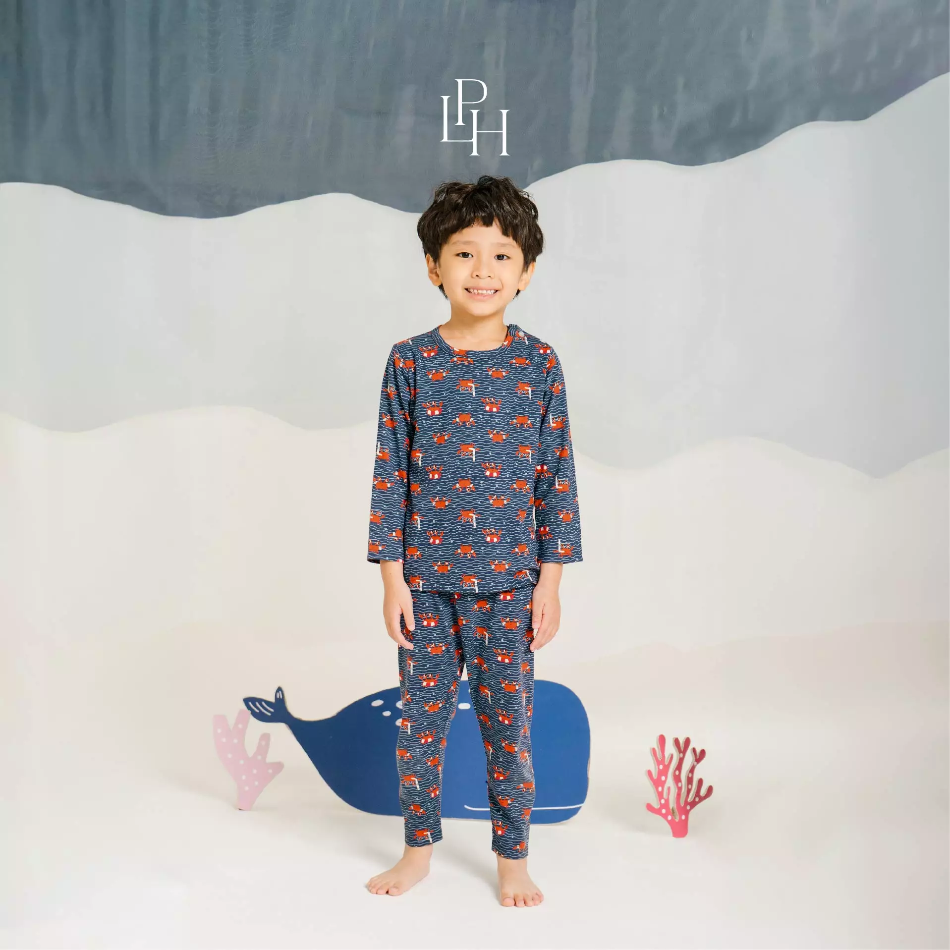 Little Palmerhaus - Little Wear Button Sleeveless Set 39.0 (Setelan Bayi Lengan Kutung / Buntung 0-12 bulan) Whale