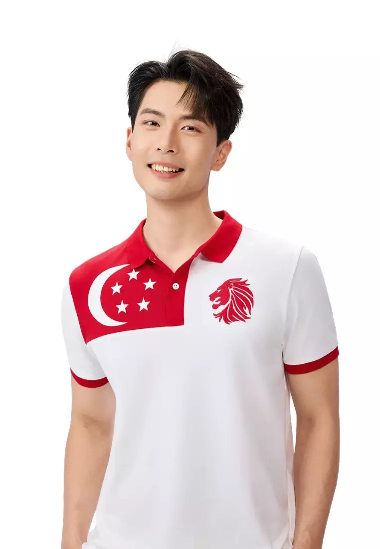 Giordano Men NDP 2026 Collection Slim Fit Cotton Lycra Embroidery Polo T-Shirt (Singapore National Day Parade)