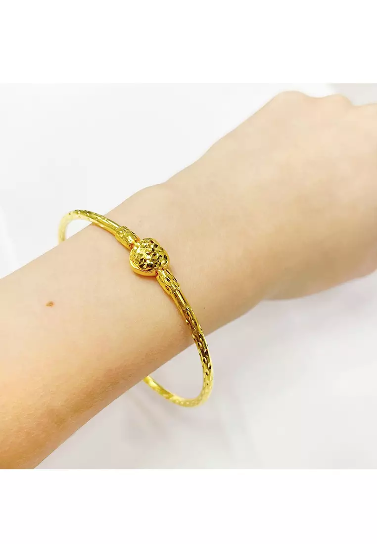 375/9K Gold Love Lock Bangle P1 (S-15.5CM)