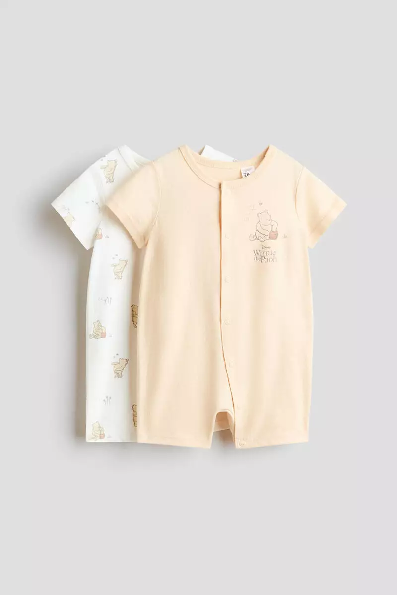 2-pack printed cotton sleepsuits