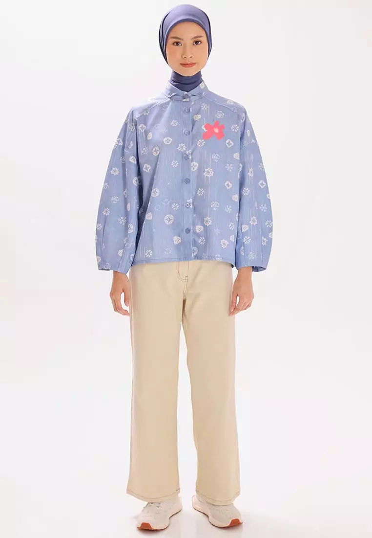 Ria Miranda Washed Blue Halie Top