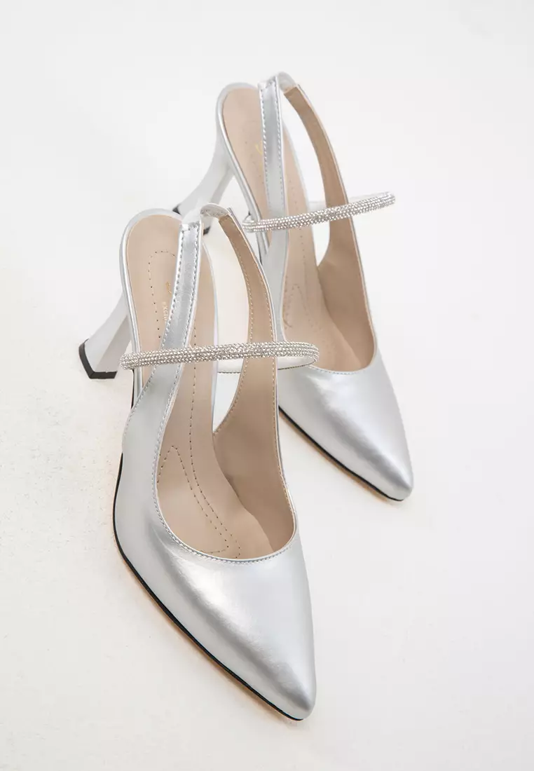 Silver Women's Classic Heeled Shoes 16965